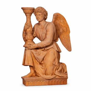 Gartenskulptur kniender Engel aus Terracotta Impruneta - Raffael – frostfest bis -30°C